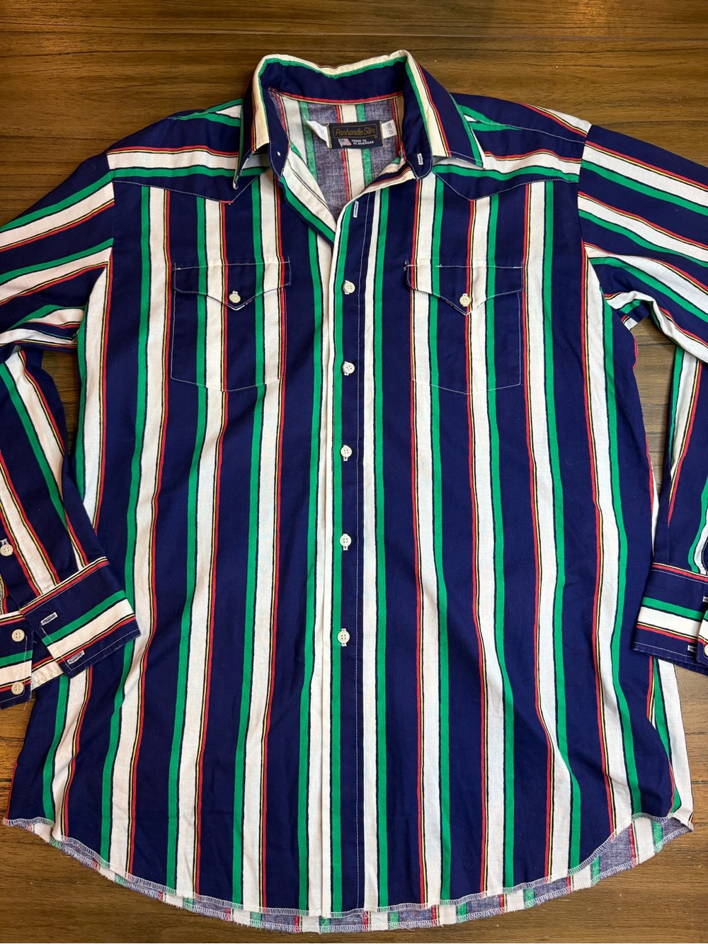 Vtg Panhandle Slim Striped Cowboy Western Rodeo Shirt Men's XL